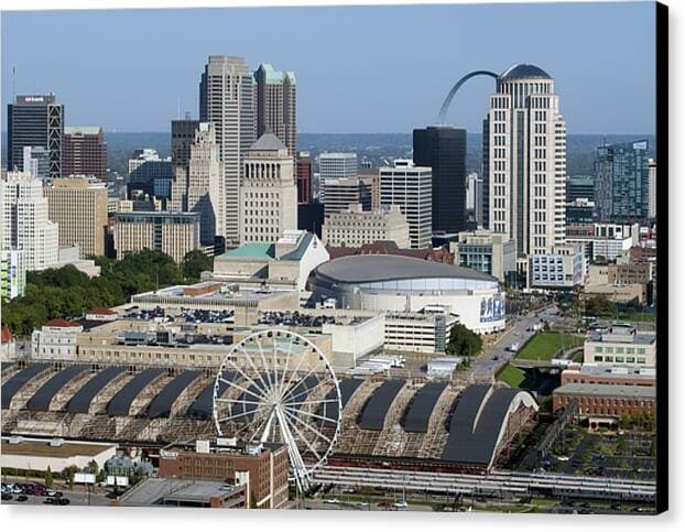 New Drone skyline shots of St Louis, Missouri